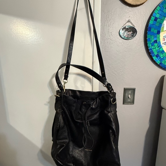 Cole Haan Black Leather Shoulder Bag - Picture 5 of 8